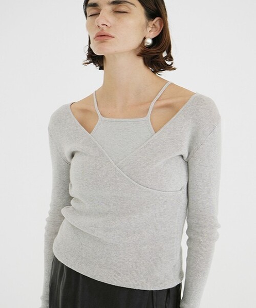 CLANE キャミソール CLANE（クラネ）の「DRAPE SATIN CAMISOLE TOPS