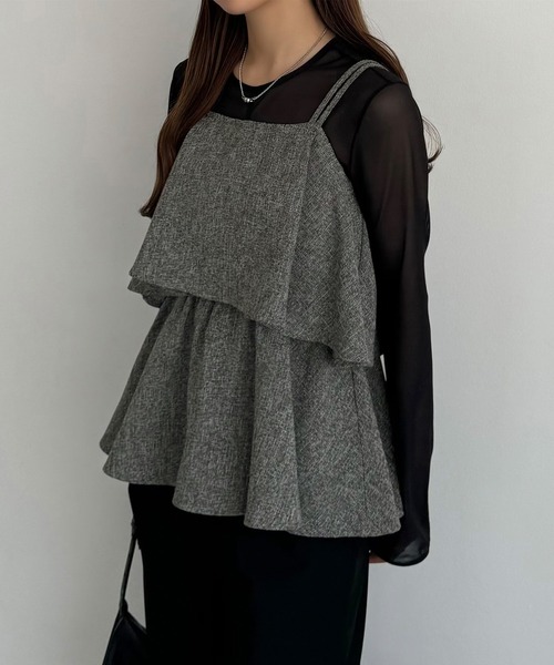 薄手ツイードフリルキャミビスチェ（キャミソール）｜callautia