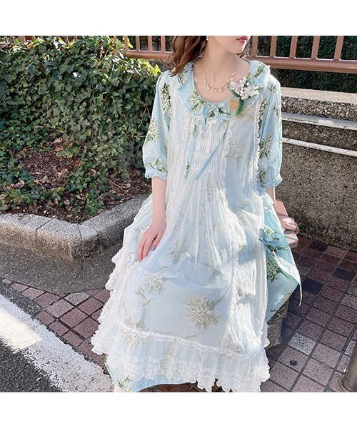 PINK HOUSE（ピンクハウス）の「鈴蘭刺繍ドットチュールタブリエ