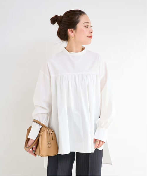 WEB限定】手洗い可 / ギャザーチュニックブラウス（シャツ/ブラウス