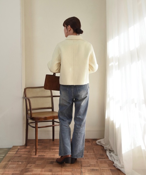 セール】handmade stitch accent short coat / ハンドメイドステッチ