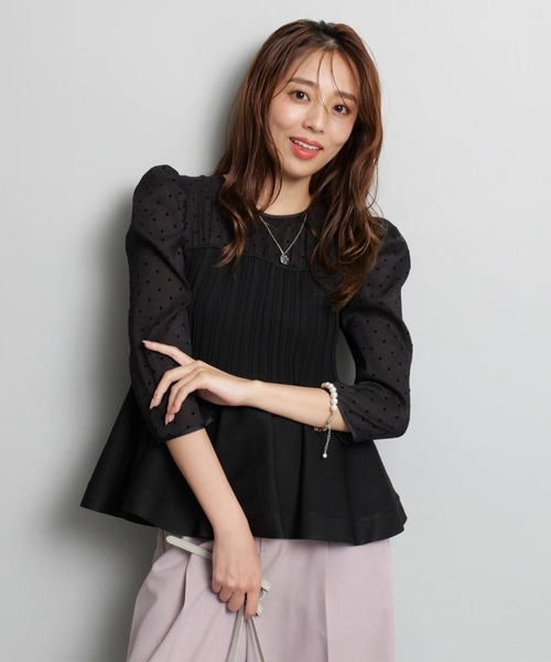 ドットブラウスレイヤードニット（ニット/セーター）｜JUSGLITTY