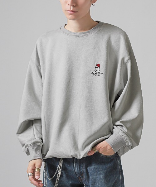 おばけワンポイント刺繍スエードトレーナー（スウェット）｜LUXSTYLE