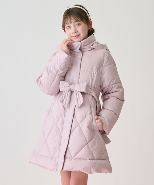 セール】【撥水】リボンベルトつき美シルエットロングダウン（ブルゾン