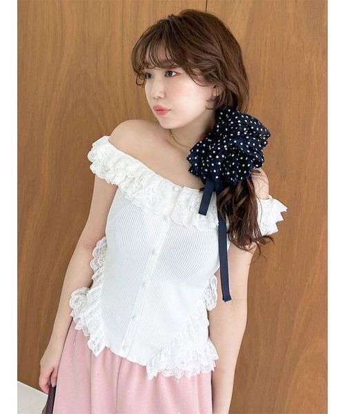 セール】2wayレースフリルニットトップス（ニット/セーター）｜LILY