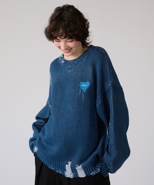 VINTAGE LIKE DAMAGE KNIT / ヴィンテージライクダメージニット