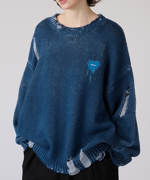 VINTAGE LIKE DAMAGE KNIT / ヴィンテージライクダメージニット