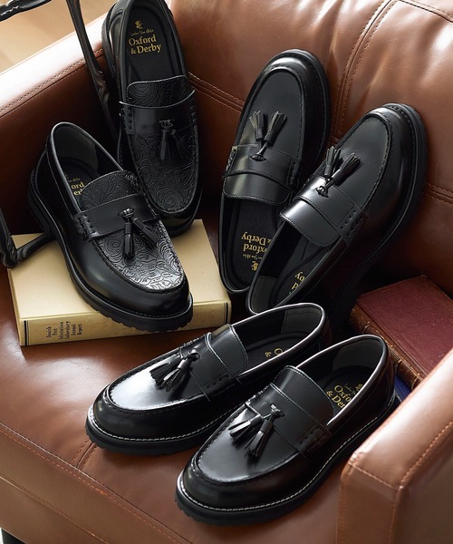 ＋4.5㎝ 牛革 タンクソール タッセルローファー / レザー / London