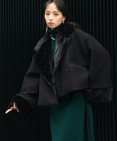 HARE（ハレ）の「ウーリーテックフェイクファーショートコート(HARE