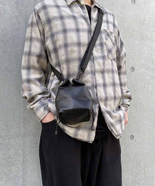 ヴィンテージタイプ PUレザー 巾着 ミニショルダーバッグ（ショルダー