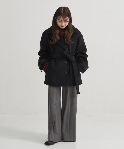 再入荷なし！】SUPER140ラペルショートコート｜ウール/保温/冬服