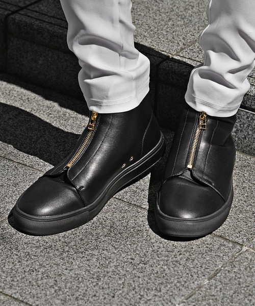 セール】【SOEMDIFF】ハイカットフロントジップブーツ メンズ PUレザー