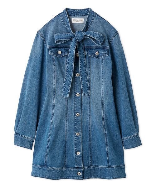 ボウタイデニムミニワンピース（ワンピース）｜LILY BROWN（リリー