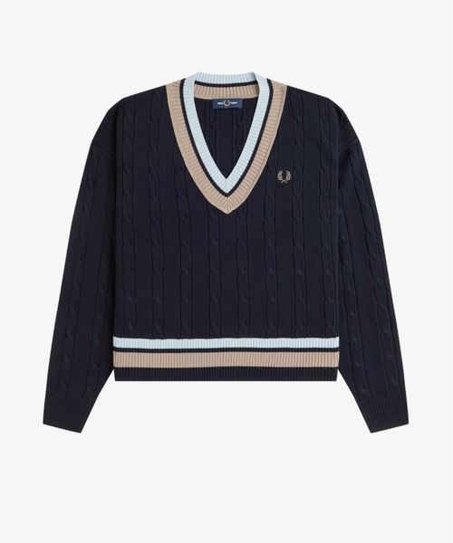 セール】Bold Tipped Cable Knit Jumper／ティップラインケーブル