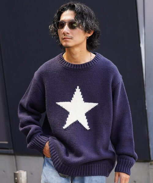 schott（ショット）の「Schott/ショット/CREW KNIT STAR/クルーネック