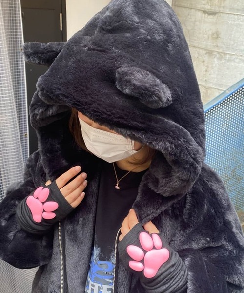 SPINNS（スピンズ）の「ねこ耳フード付き フェイクファーブルゾン