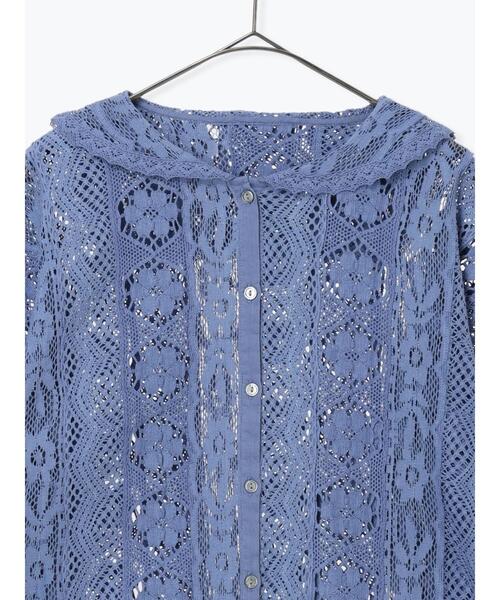 セール】レースパッチワークセーラー襟ブラウス（シャツ/ブラウス