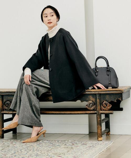 セール】【ミディ丈/軽やか】セミラグランリバー コート（ノーカラー