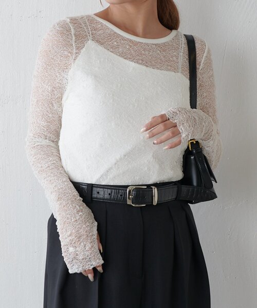 セール】レースロングスリーブトップス（Tシャツ/カットソー）｜Lui's