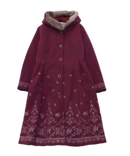 axes femme（アクシーズファム）の「バラ刺繍フード付コート（ダッフル