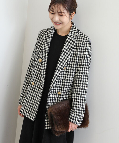 SLOBE IENA（スローブイエナ）の「ギンガムチェック金ボタンジャケット