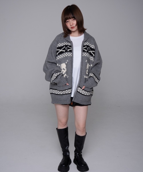 mahagrid/マハグリッド』 SKULL COWICHAN KNIT SWEATER/スカル