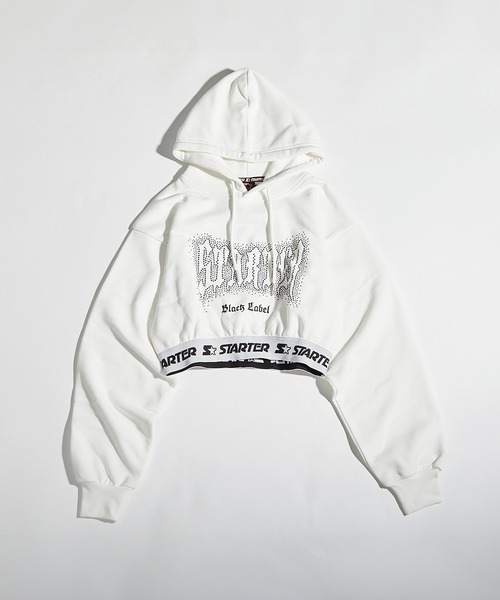 STARTER ラインストーン ショート丈 プルパーカー / Rhinestone Short