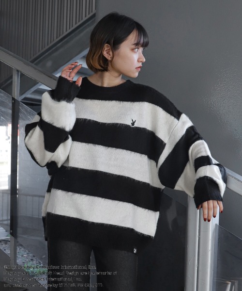 PLAYBOY（プレイボーイ）の「【PLAY BOY】 MOHAIR LIKE C/N SWEATER