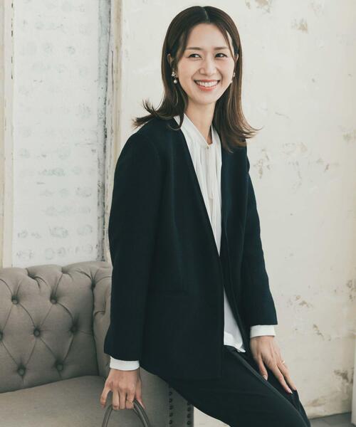 ツィードVネックロングジャケット｜オフィス/フォーマル/オケージョン