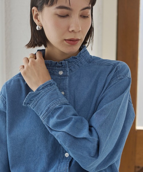 デニム フリルカラー シャツ（シャツ/ブラウス）｜ANGIE（アンジー）の