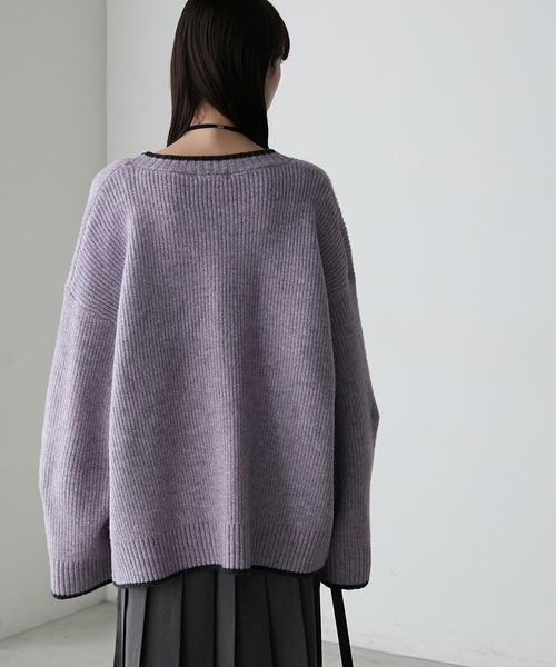 forksy.】バイカラーラインオーバーサイズカーディガン forksy.│MONO