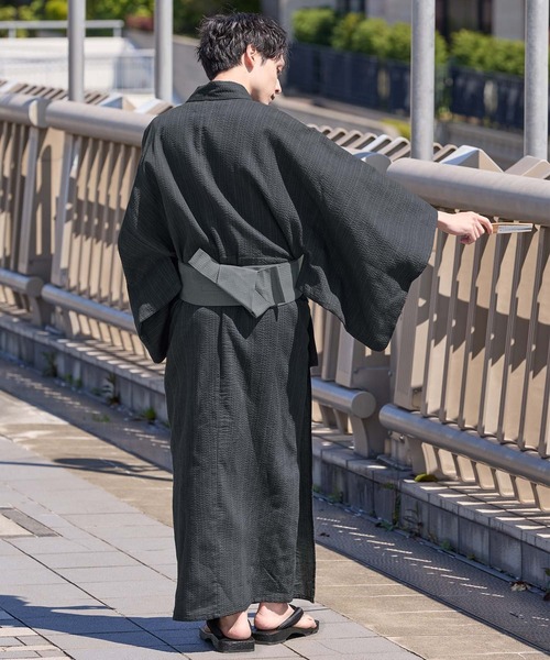 縞しじら織り浴衣 3点セット【浴衣＋帯＋下駄】 MONO-MART│MONO-MART