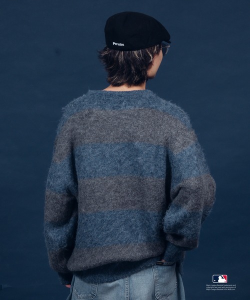 Perushu（ペルーシュ）の「Perushu ×MLB モヘアタッチボーダーニット