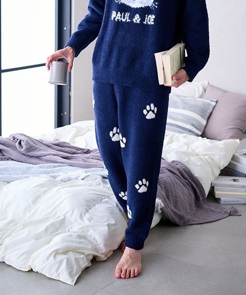 PAUL&JOE】ランダム猫足跡ジャガード ロングパンツ（ルームウェア