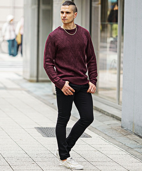 セール】【SOMEDIFF】選べる3柄デザイン7GGニット クルーネック V