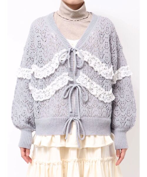 merry jenny（メリージェニー）の「透かし編みフリルニット