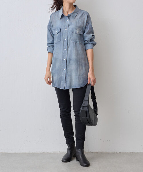 BEARDSLEY（ビアズリー）の「シフォンデニムシャツ（シャツ/ブラウス