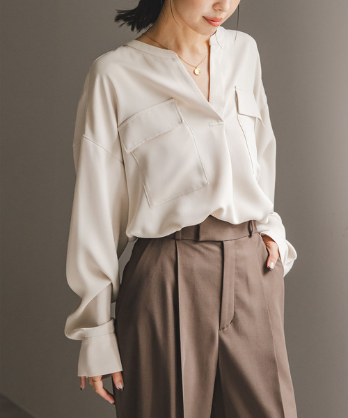 セール】《WEB限定追加》ワークディテールドレープシャツ 5（シャツ
