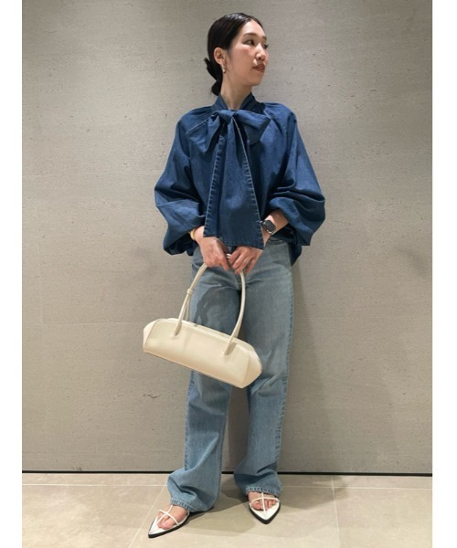 セール】ミッドライズストレートデニムパンツ【手洗い可能】（デニム