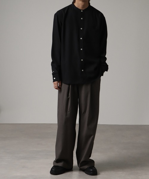 MADE IN JAPAN】-Reflax-ファブリック ベーシック バンドカラーシャツ