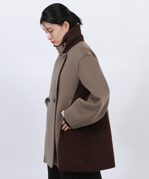 HARE（ハレ）の「ウールバイカラーBIGPコート(HARE)（ピーコート