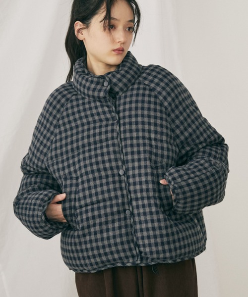 セール】チェック中綿ブルゾン（ダウンジャケット/コート）｜MERLOT