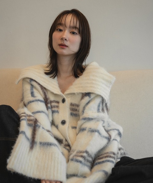 mideal（マイディール）の「plaid pattern cardigan / チェック