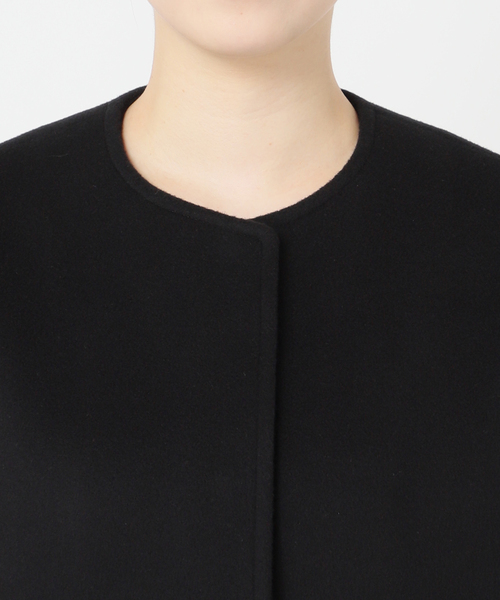 スーパー140ビーバーノーカラーショートコート（ノーカラーコート