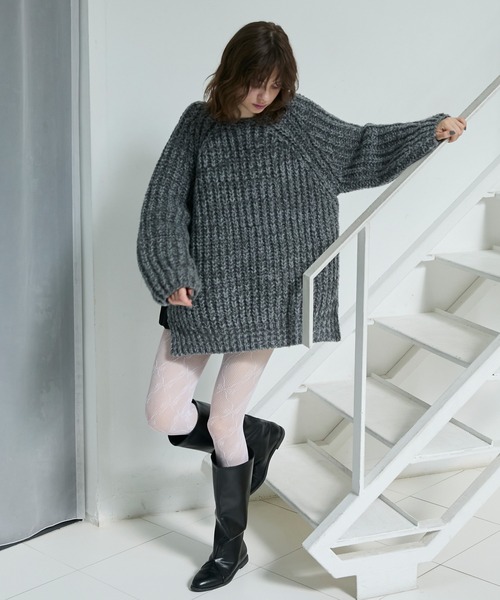 forksy.】バックシャンローゲージメランジニットプルオーバー forksy