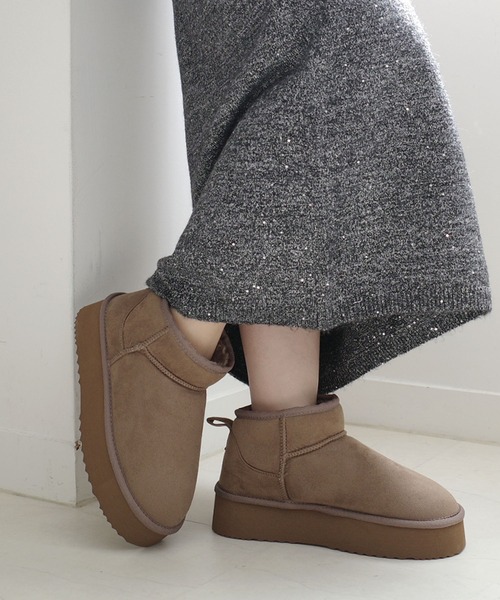 セール】【2025AW再販！】厚底ムートンブーツ/軽量ファーショート