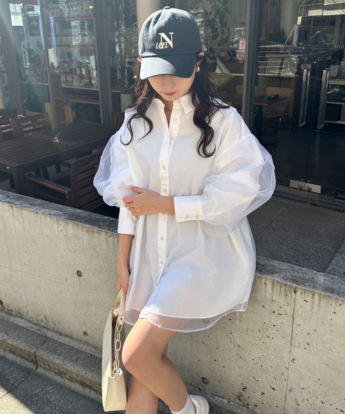 オーガンジーロングシャツ（シャツ/ブラウス）｜one after another