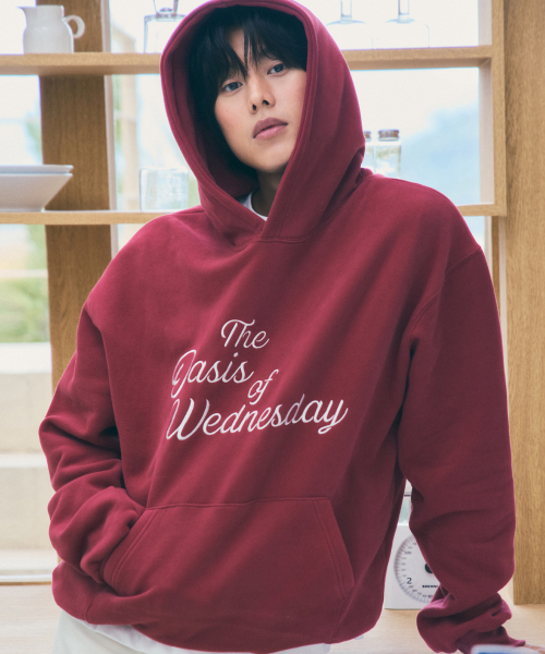 セール】コジオアシス刺繍フードパーカー_BURGUNDY(W25-TP49