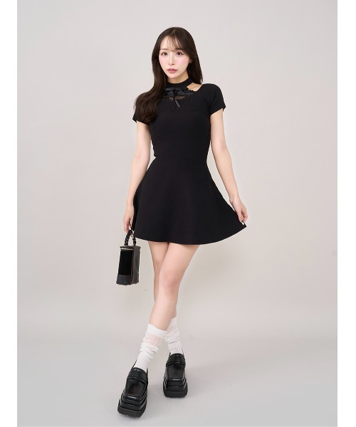 アメスリレースフレアニットミニワンピース（ワンピース）｜Darich