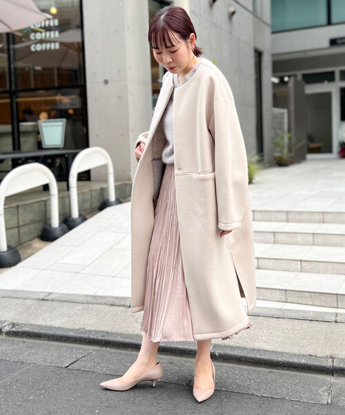 セール】◇【WEB限定】ダンボールノーカラーコート（ノーカラーコート